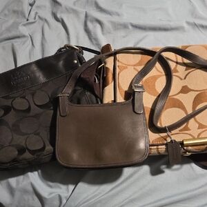 Coach Black and Brown Signature Bag Trio